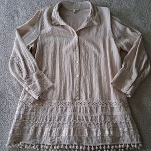 John Mark Cream Button-Up Blouse